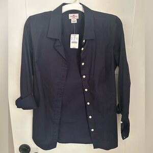 Jcrew navy blue button up blouse